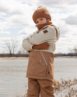 Ribbed Knit Mittens Brown-1