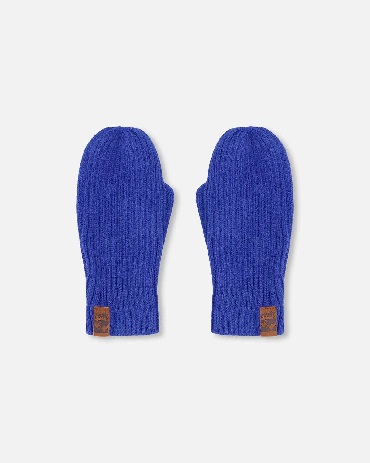 Ribbed Knit Mittens Royal Blue-0