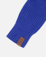 Ribbed Knit Mittens Royal Blue-3
