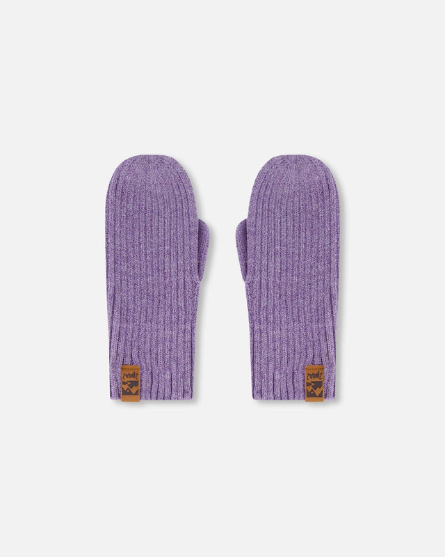 Ribbed Knit Mittens Lavender-0