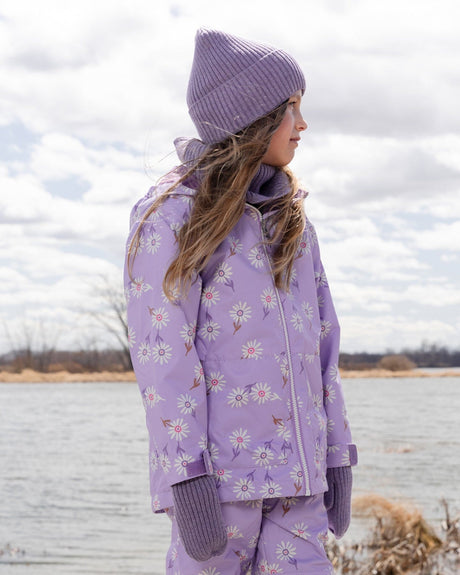 Ribbed Knit Mittens Lavender-1