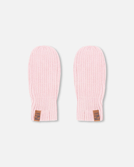 Ribbed Knit Mittens Pale Pink-2