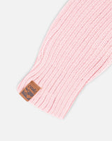 Ribbed Knit Mittens Pale Pink-3