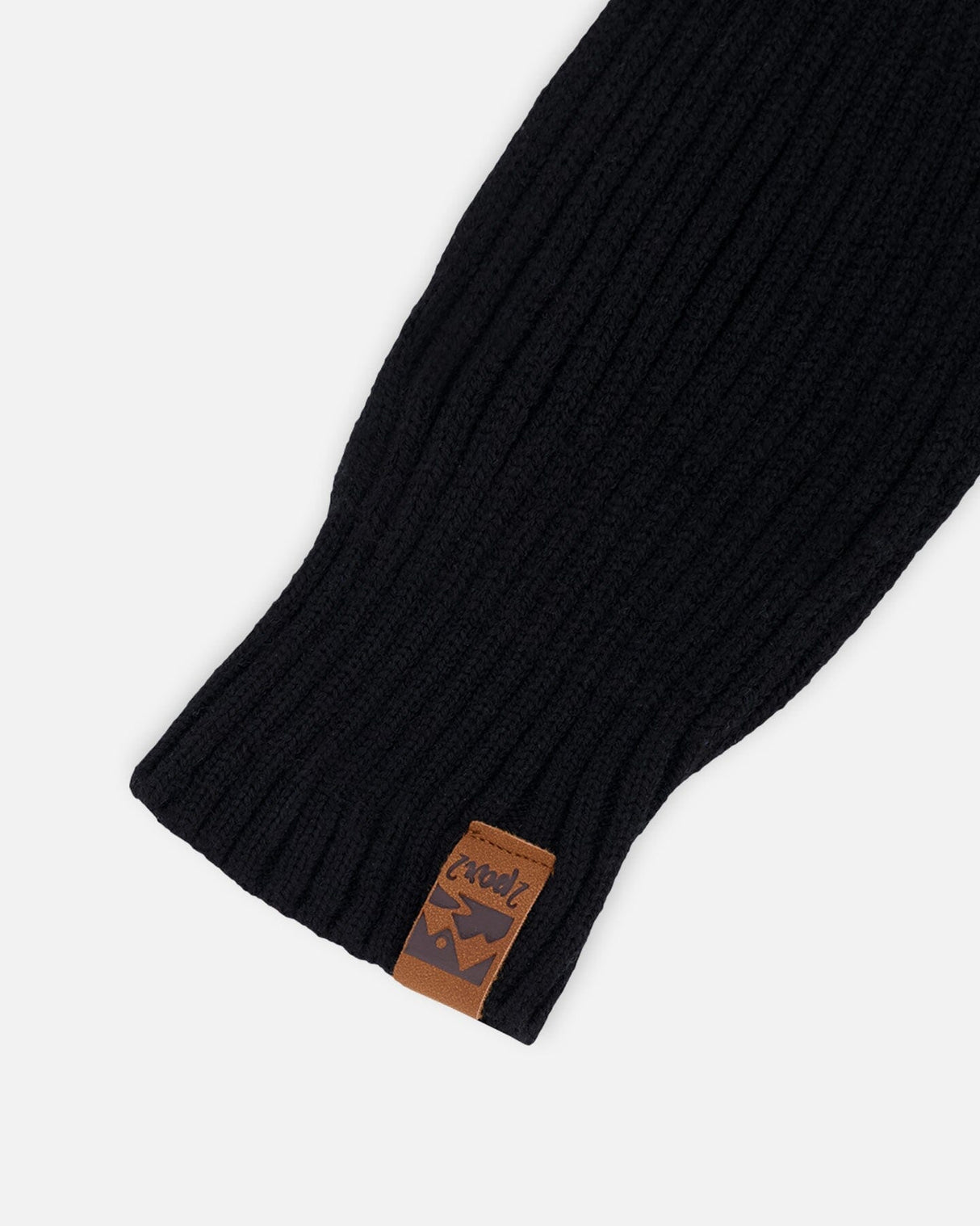 Ribbed Knit Mittens Black-2