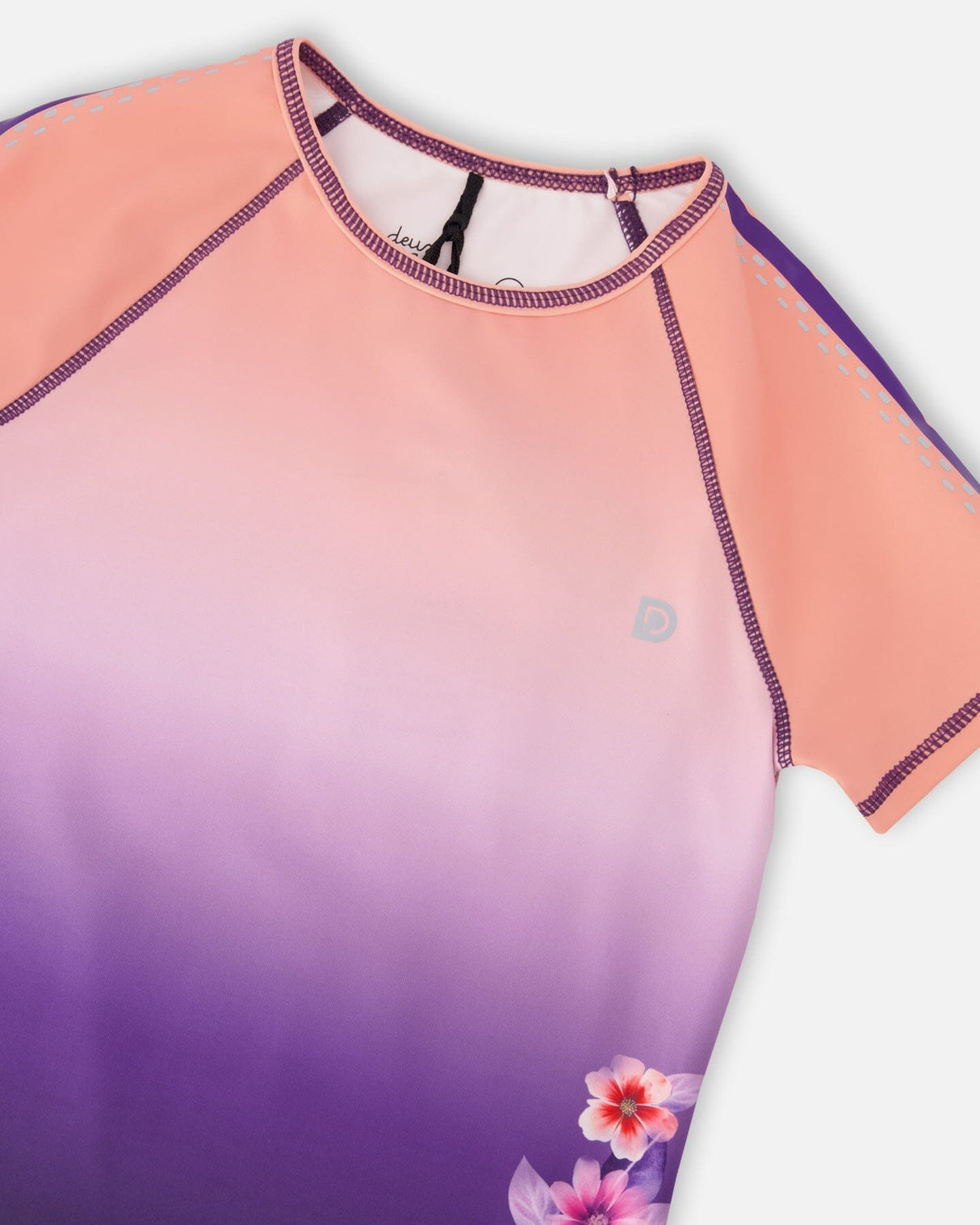 Athletic Short Sleeve Top In Recycled Polyester Pink To Black Gradient-2