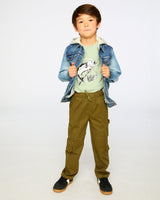 Stretch Twill Carpenter Pants Dark Khaki Green-1