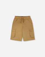 Stretch Twill Bermuda With Cargo Pockets Beige-0