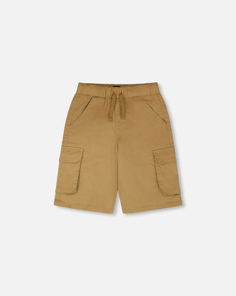 Stretch Twill Bermuda With Cargo Pockets Beige-0