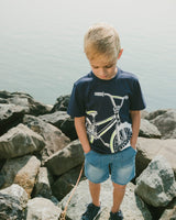 French Terry Light Blue Denim Shorts-1