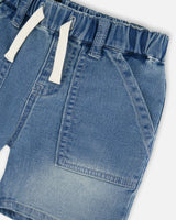 French Terry Light Blue Denim Shorts-4