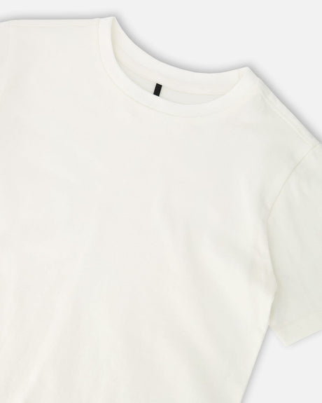 Organic Cotton Jersey T-Shirt Solid Off White-2