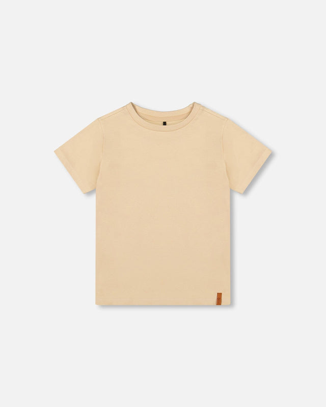 Organic Cotton Jersey T-Shirt Solid Beige-0