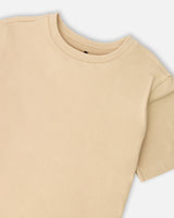 Organic Cotton Jersey T-Shirt Solid Beige-3