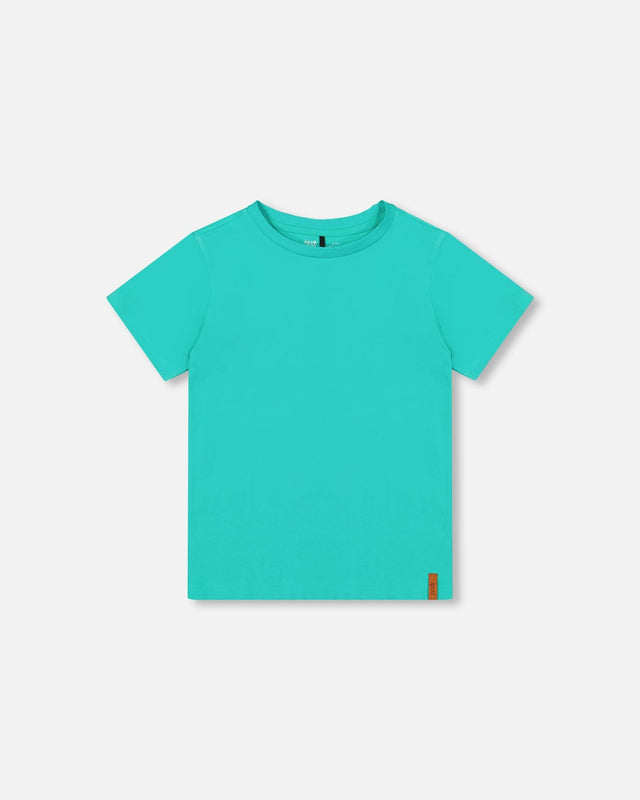 Organic Cotton Jersey T-Shirt Solid Turquoise-0