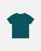 Organic Cotton Jersey T-Shirt Solid Dark Turquoise-0