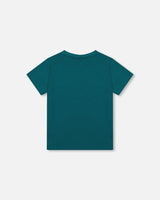 Organic Cotton Jersey T-Shirt Solid Dark Turquoise-2