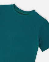 Organic Cotton Jersey T-Shirt Solid Dark Turquoise-3