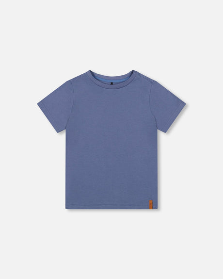 Organic Cotton Jersey T-Shirt Solid Blue-0