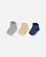 Socks (3 Pairs) Set Striped Blue And Black-1