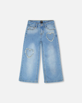 Wide Leg Light Blue Denim Jeans-0