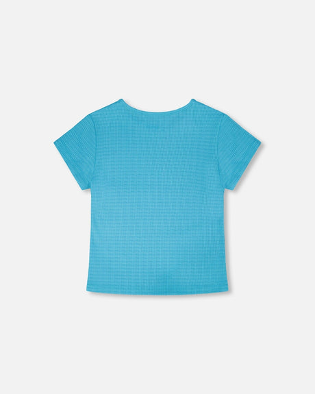 Crinkle Jersey T-Shirt Blue-2