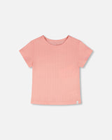 Crinkle Jersey T-Shirt Off Peach Pink-0
