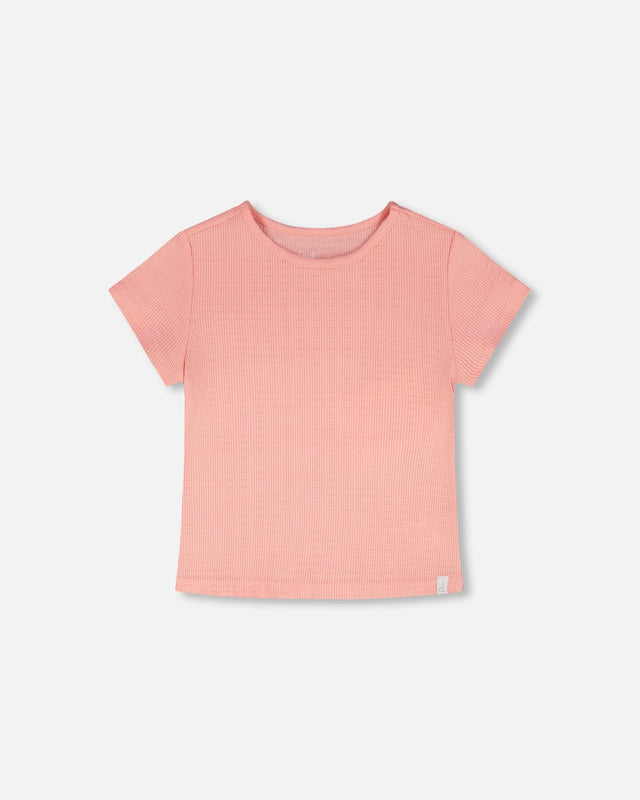 Crinkle Jersey T-Shirt Off Peach Pink-0