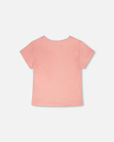 Crinkle Jersey T-Shirt Off Peach Pink-2