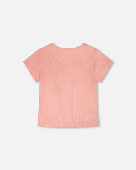 Crinkle Jersey T-Shirt Off Peach Pink-2