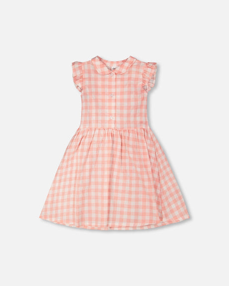 Sleeveless Button Down Dress Pink Gingham-0