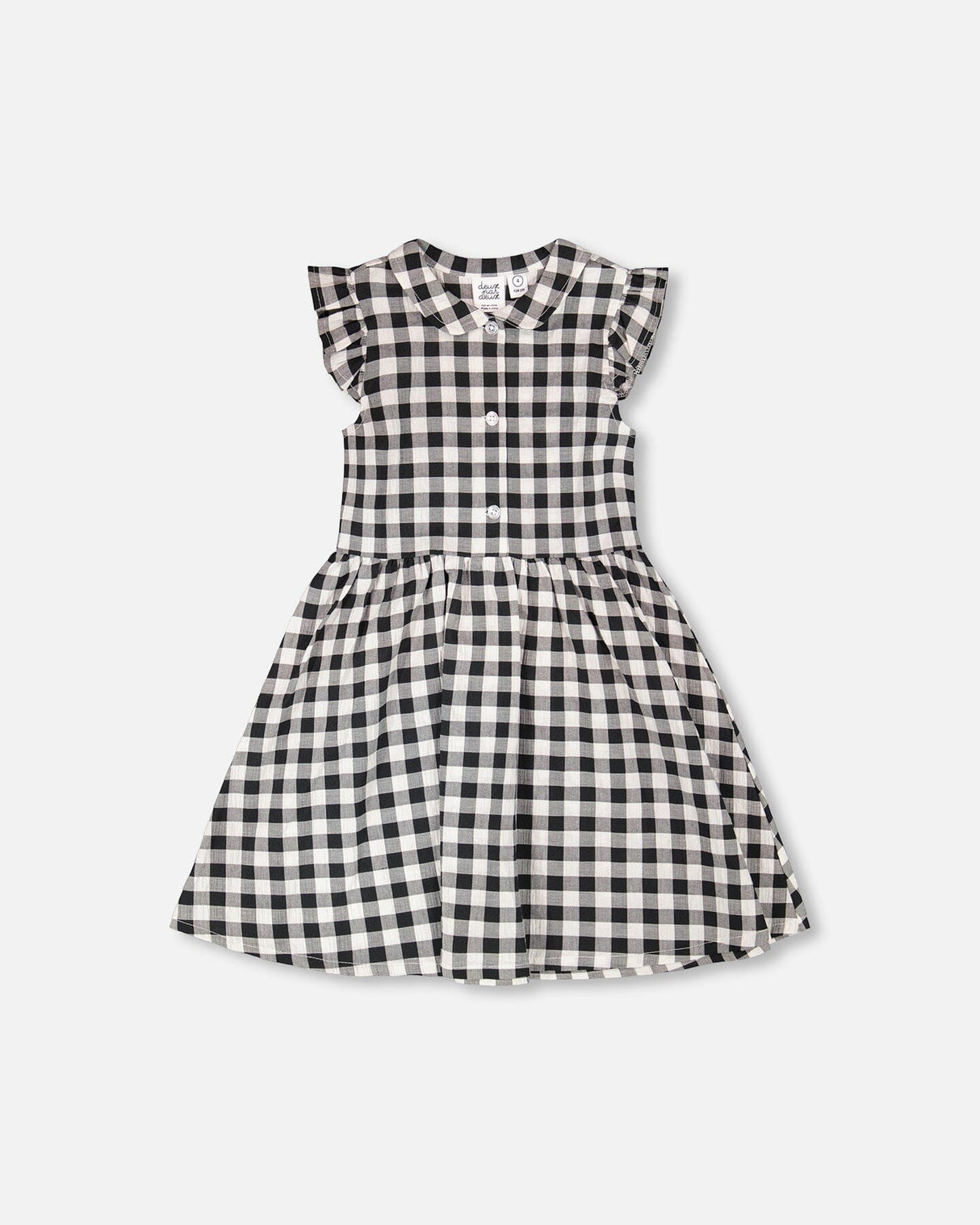 Sleeveless Button Down Dress Black Gingham-0