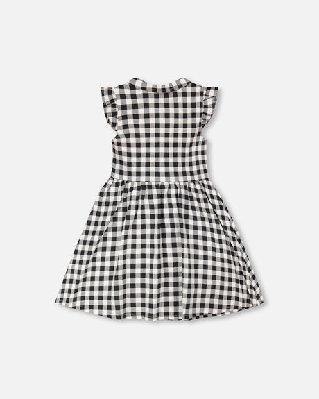 Sleeveless Button Down Dress Black Gingham-2