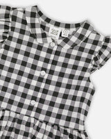 Sleeveless Button Down Dress Black Gingham-3