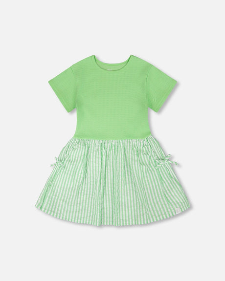 Bi-Material Dress Mint Green-0