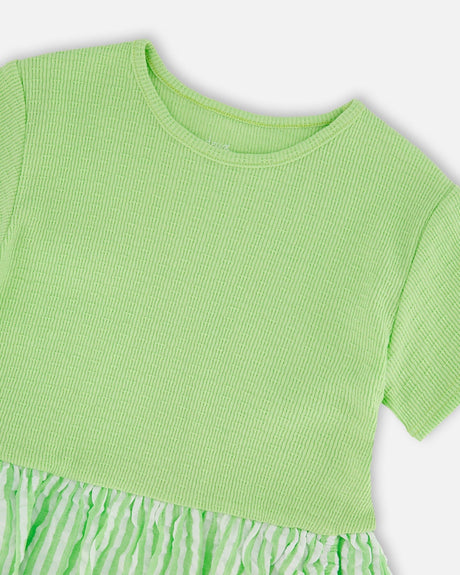 Bi-Material Dress Mint Green-3