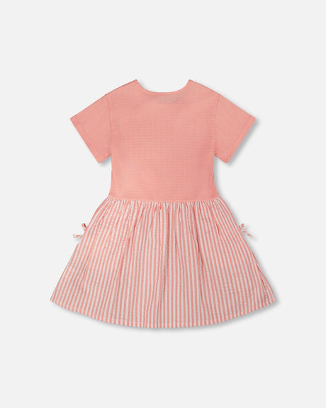 Bi-Material Dress Peach Pink-2