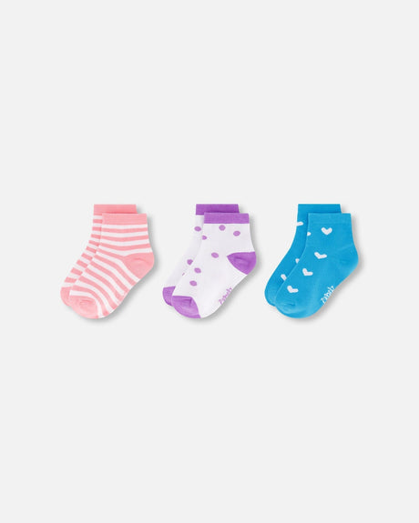Socks (3 Pairs) Striped Pink-1