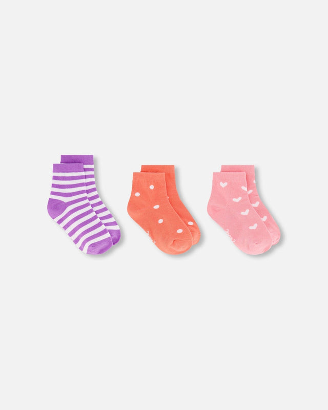 Socks (3 Pairs) Striped Mauve-0