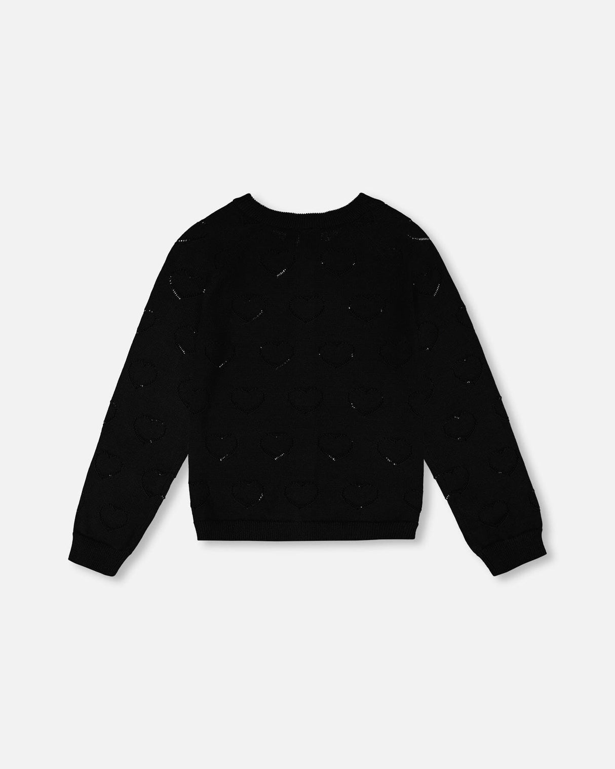 Pointelle Knit Cardigan Black-2