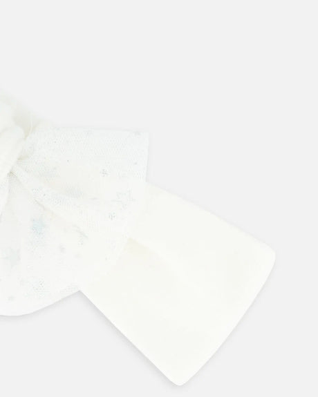 Headband With Glittering Tulle Bow Off White | Deux par Deux | Jenni Kidz