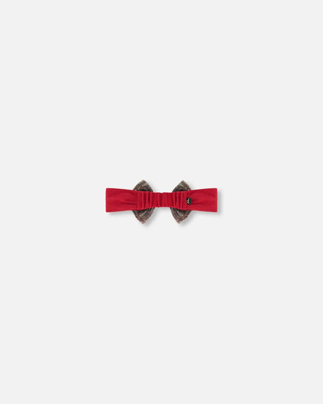 Headband With Glittering Tulle Bow Red Plaid | Deux par Deux | Jenni Kidz