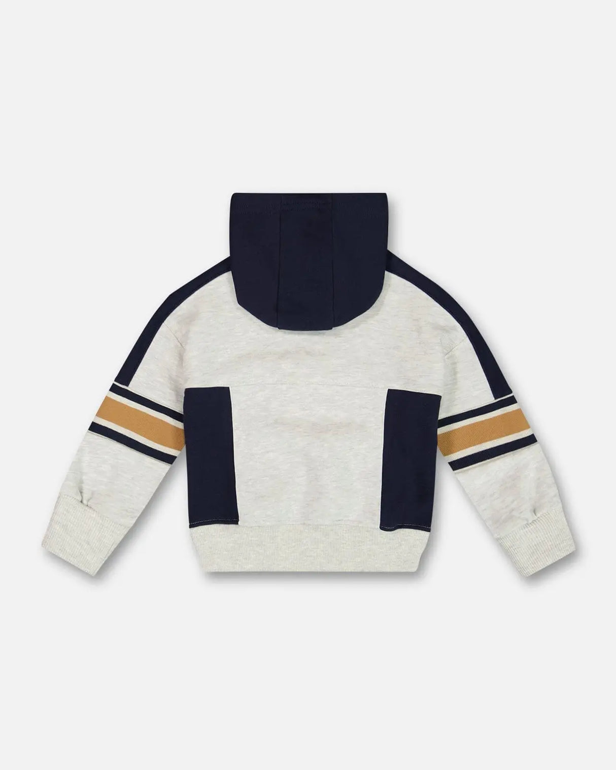 Hooded Fleece Sweatshirt With Contrast Rib Beige Mix | Deux par Deux | Jenni Kidz