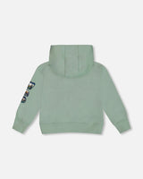 Hooded Fleece Sweatshirt With Print Sage | Deux par Deux | Jenni Kidz