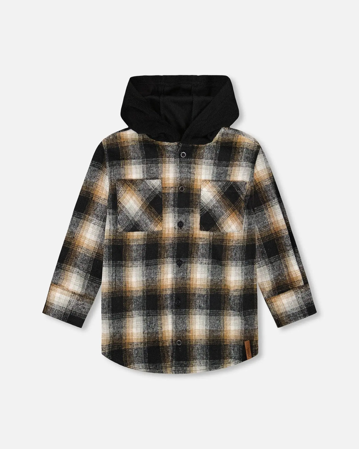 Hooded Polar Fleece Shirt With Hood Black, Blue And Off-White | Deux par Deux | Jenni Kidz