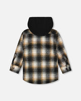 Hooded Polar Fleece Shirt With Hood Black, Blue And Off-White | Deux par Deux | Jenni Kidz
