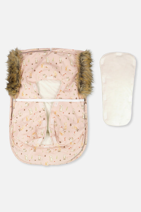Deux par Deux Bunting Bag For Car Seats & Strollers Pink Animal Print