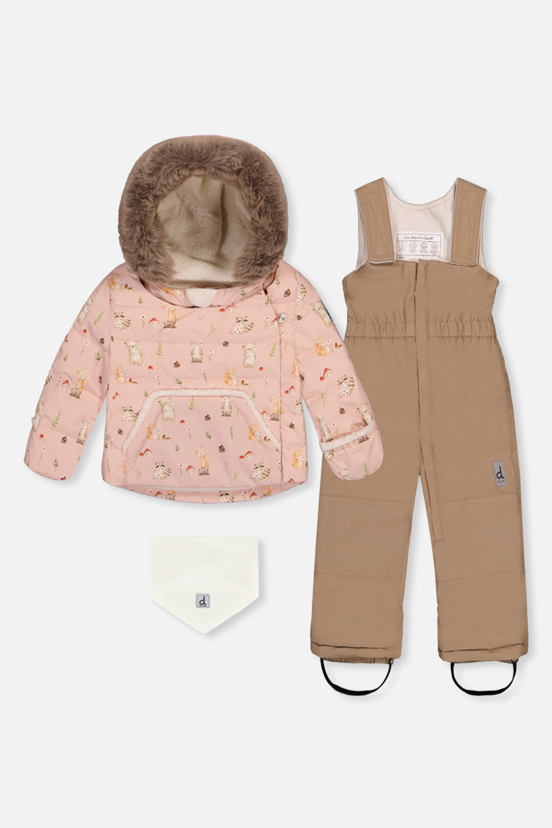 Baby Two Piece Snowsuit Pink Animal Print-0