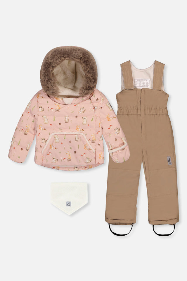Baby Two Piece Snowsuit Pink Animal Print-0