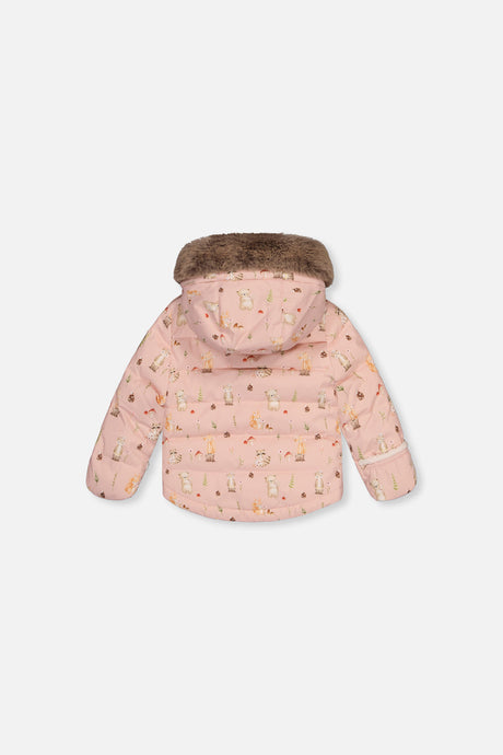 Deux par Deux pink animal print baby snowsuit, alternate view 3