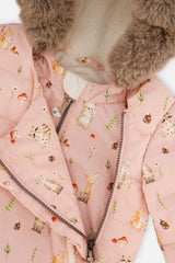 Deux par Deux pink animal print baby snowsuit, alternate view 4